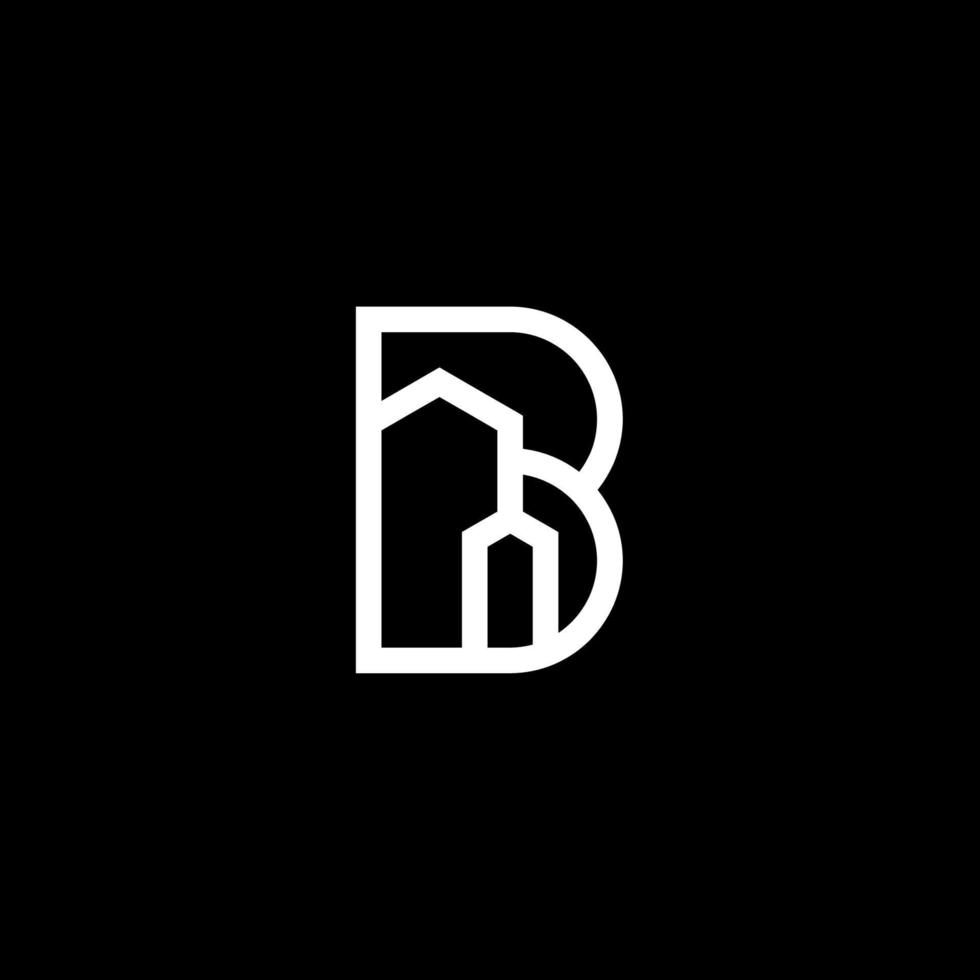 b monogram med byggnadslogotyp designkoncept vektor premium