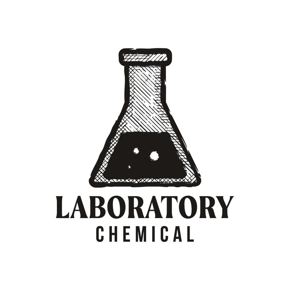 Vintage Retro-Laborkolben-Logo-Design vektor