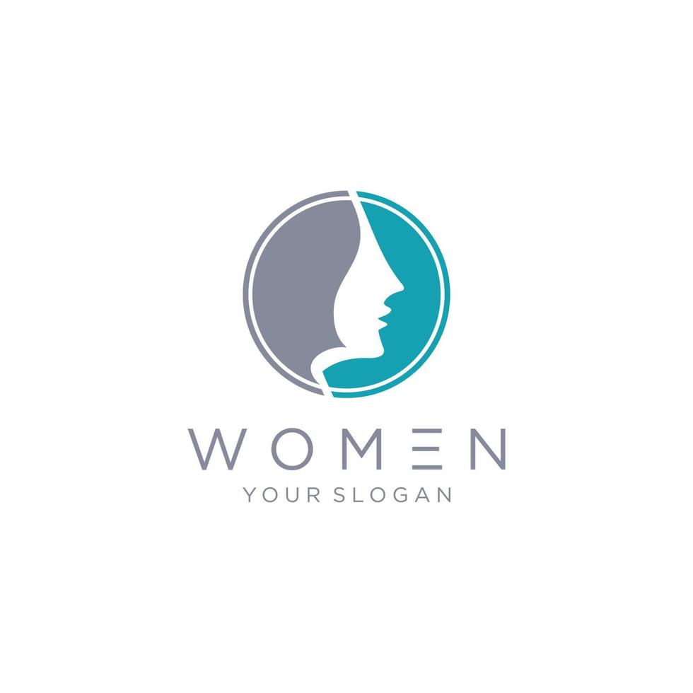 kvinnor ansikte logotyp design vektor illustration isolerad på vit bakgrund