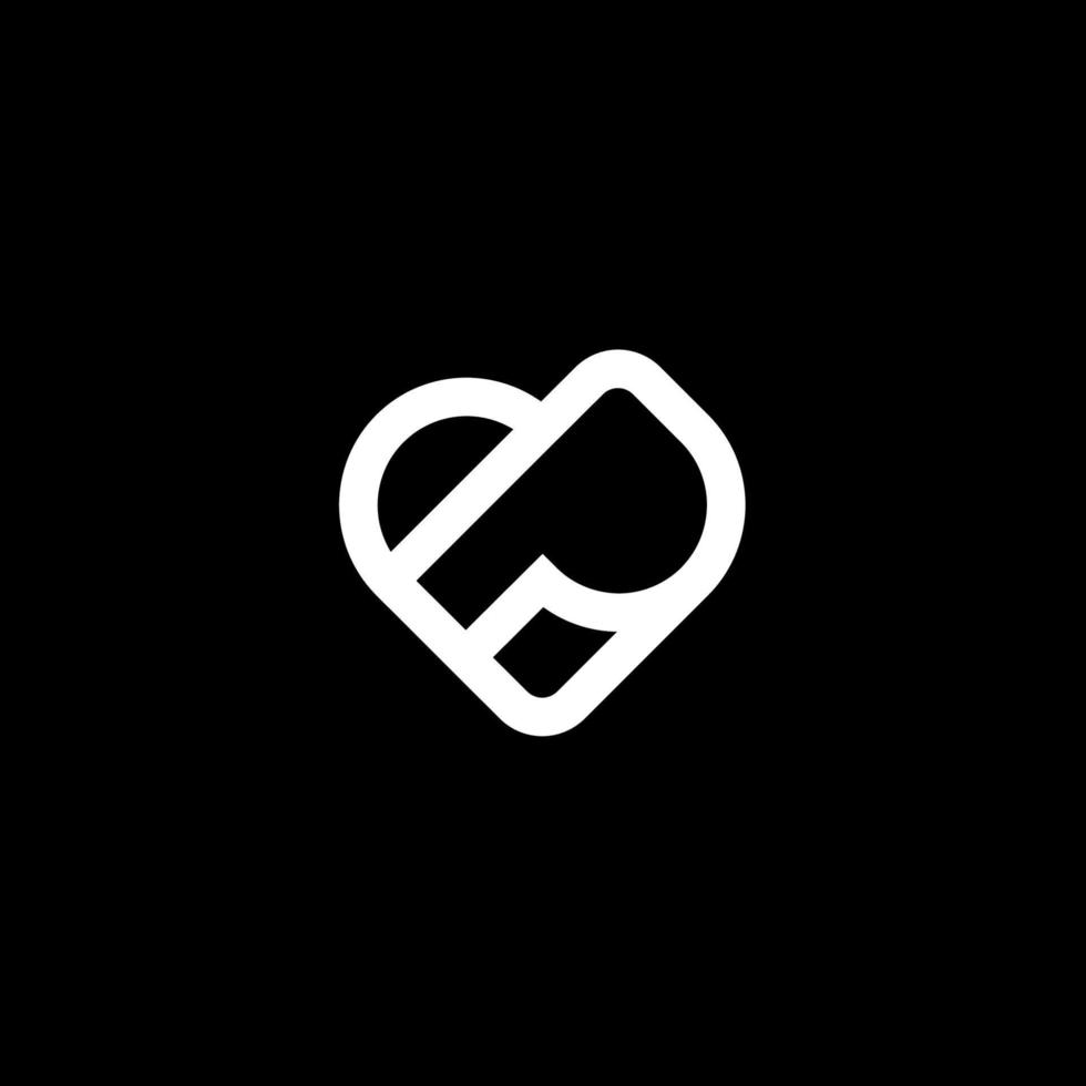 p monogram med kärlek logo design koncept vektor premium
