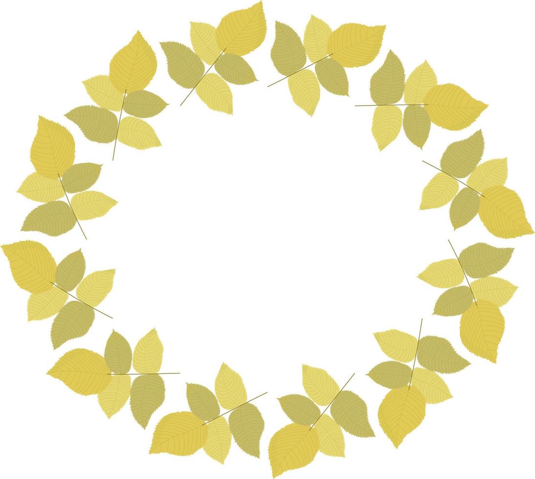 rund höstkrans av gula löv. för vykort och design. mall för cards.vector. platt stil. vektor