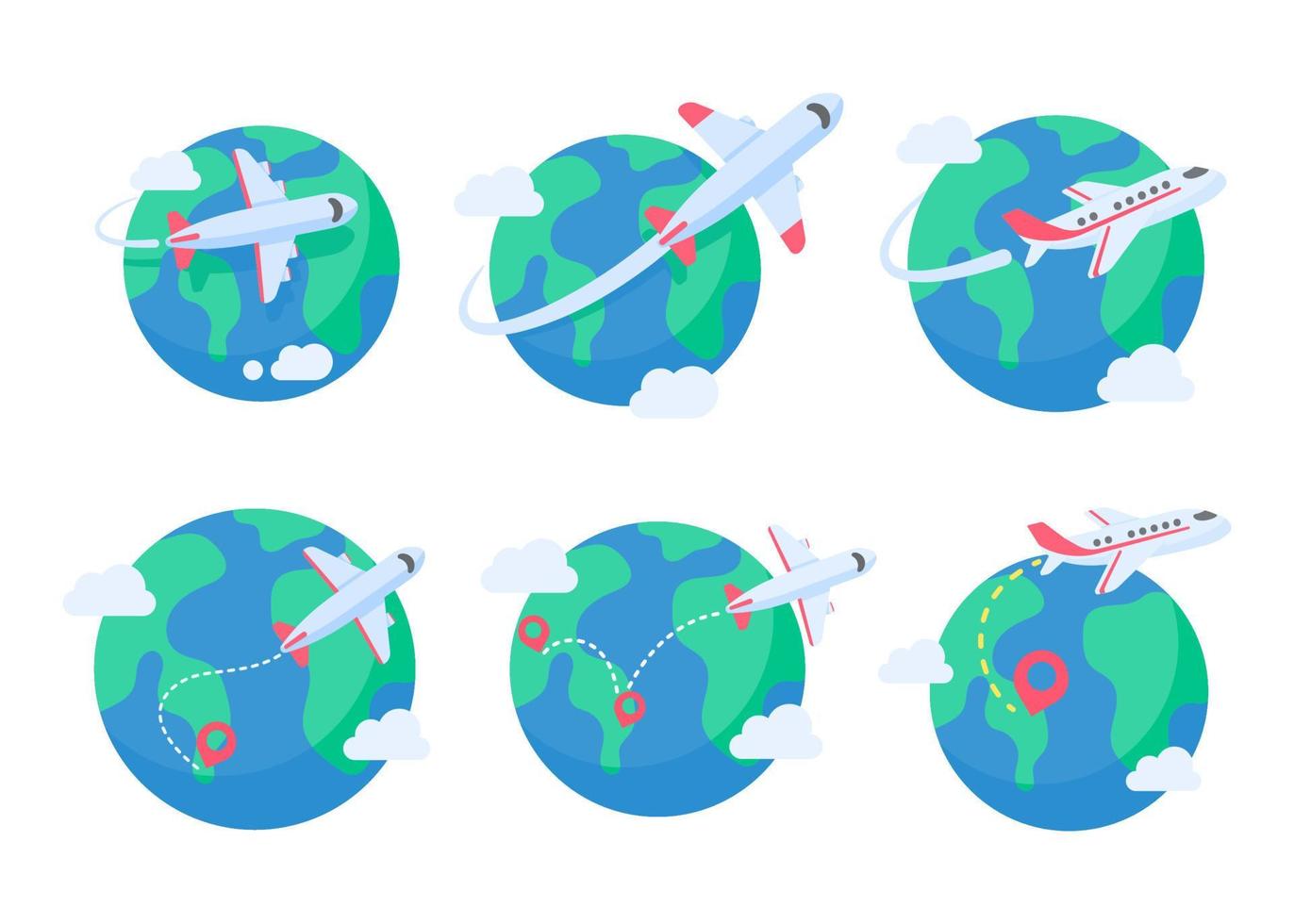 passagerarplan flyger på världskartan semester resor idéer vektor