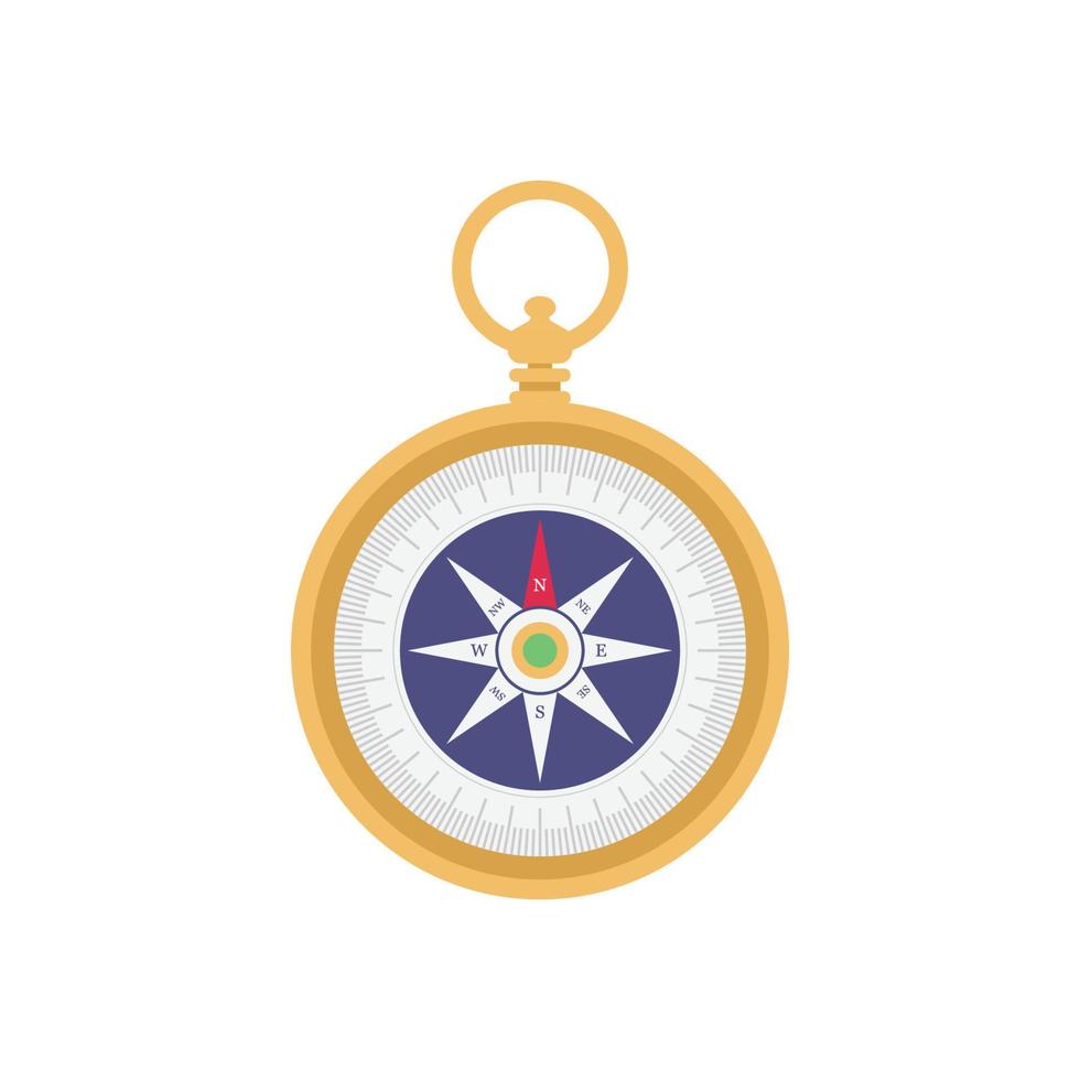 Kompass flache Abbildung. sauberes Icon-Design-Element auf isoliertem weißem Hintergrund vektor
