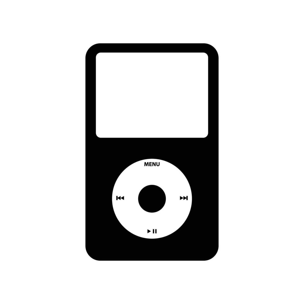 Silhouette eines tragbaren Musikplayers. Schwarz-Weiß-Icon-Design-Element auf isoliertem weißem Hintergrund vektor