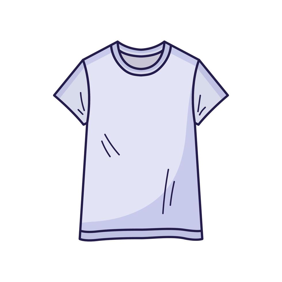 handritad ikon av t-shirt i färg. kontursymbol. vektor illustration i doodle skiss stil.