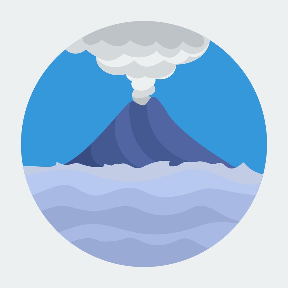 editierbarer Kreisrahmen Vulkan auf Seevektorillustration für Naturkatastrophenzeichenillustration oder Naturbildungszwecke vektor
