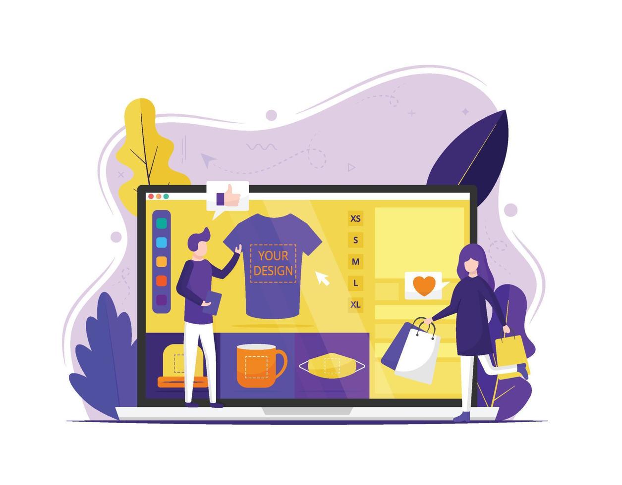 T-Shirt-Druck Online-Services-Vektor-Illustration vektor