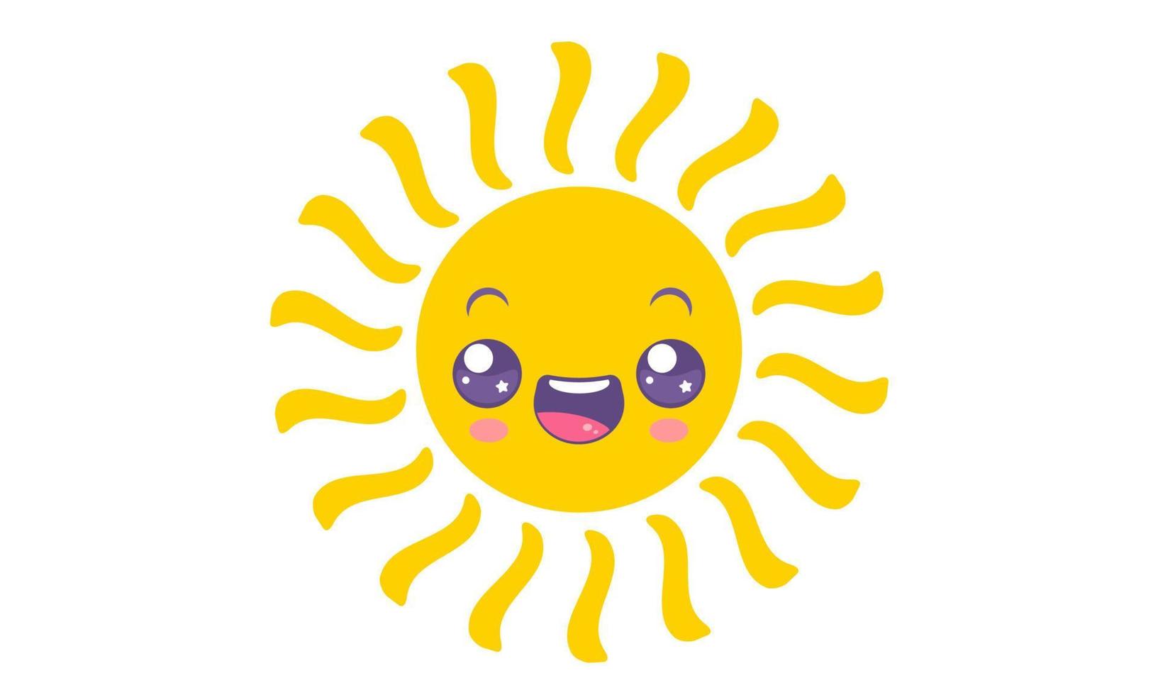vektor ikon av solen i kawaii stil