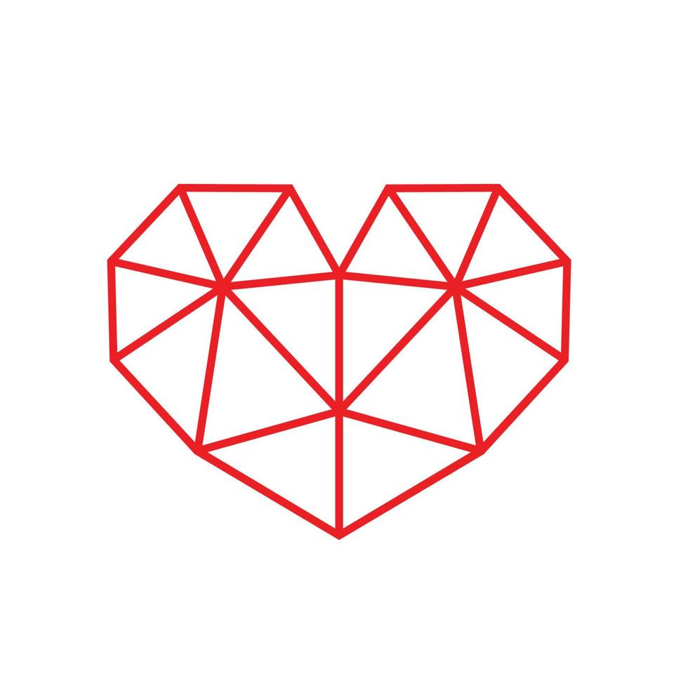 röd triangulär stil hjärtsymbol. tillgängligt i storleksändringsbart eps vektorformat. isolerad på vit bakgrund. vektor