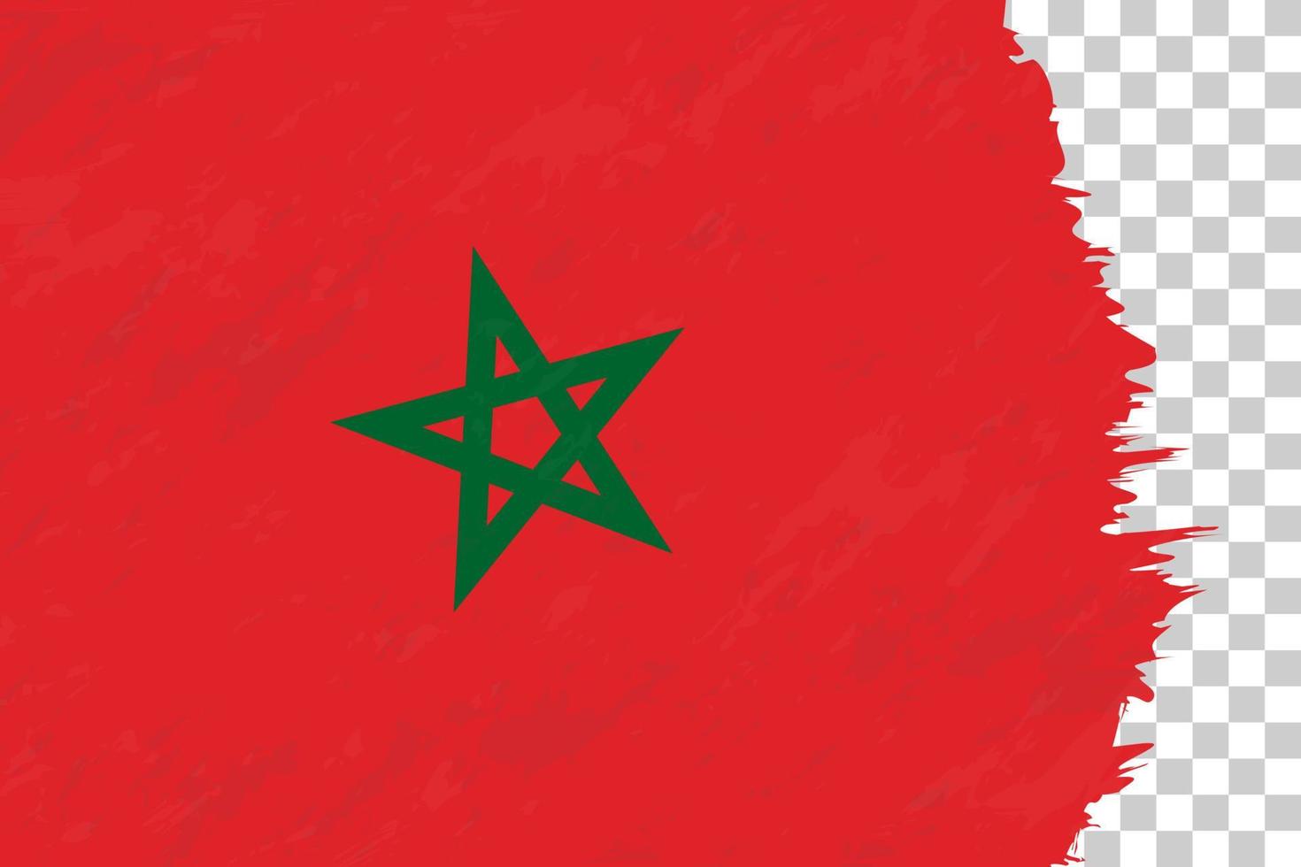 horisontell abstrakt grunge borstad flagga Marocko på transparent rutnät. vektor