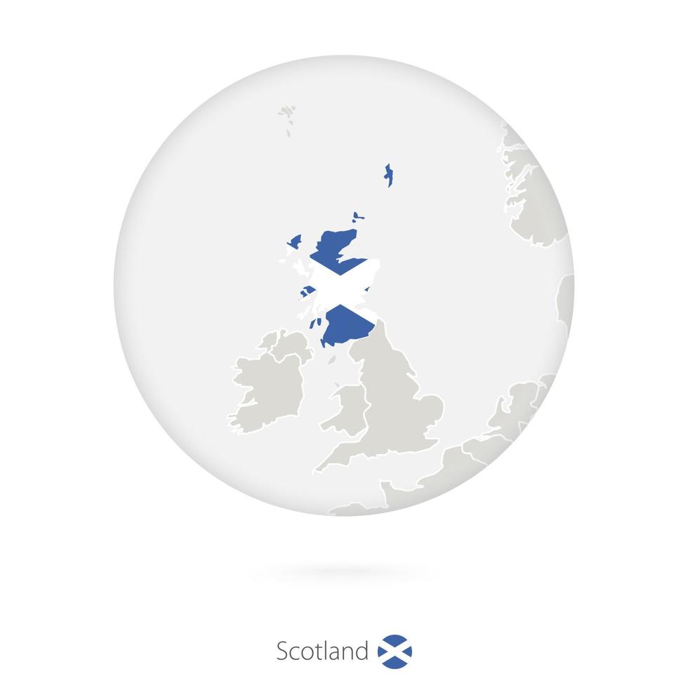 Karte von Schottland und Nationalflaggen im Kreis. vektor