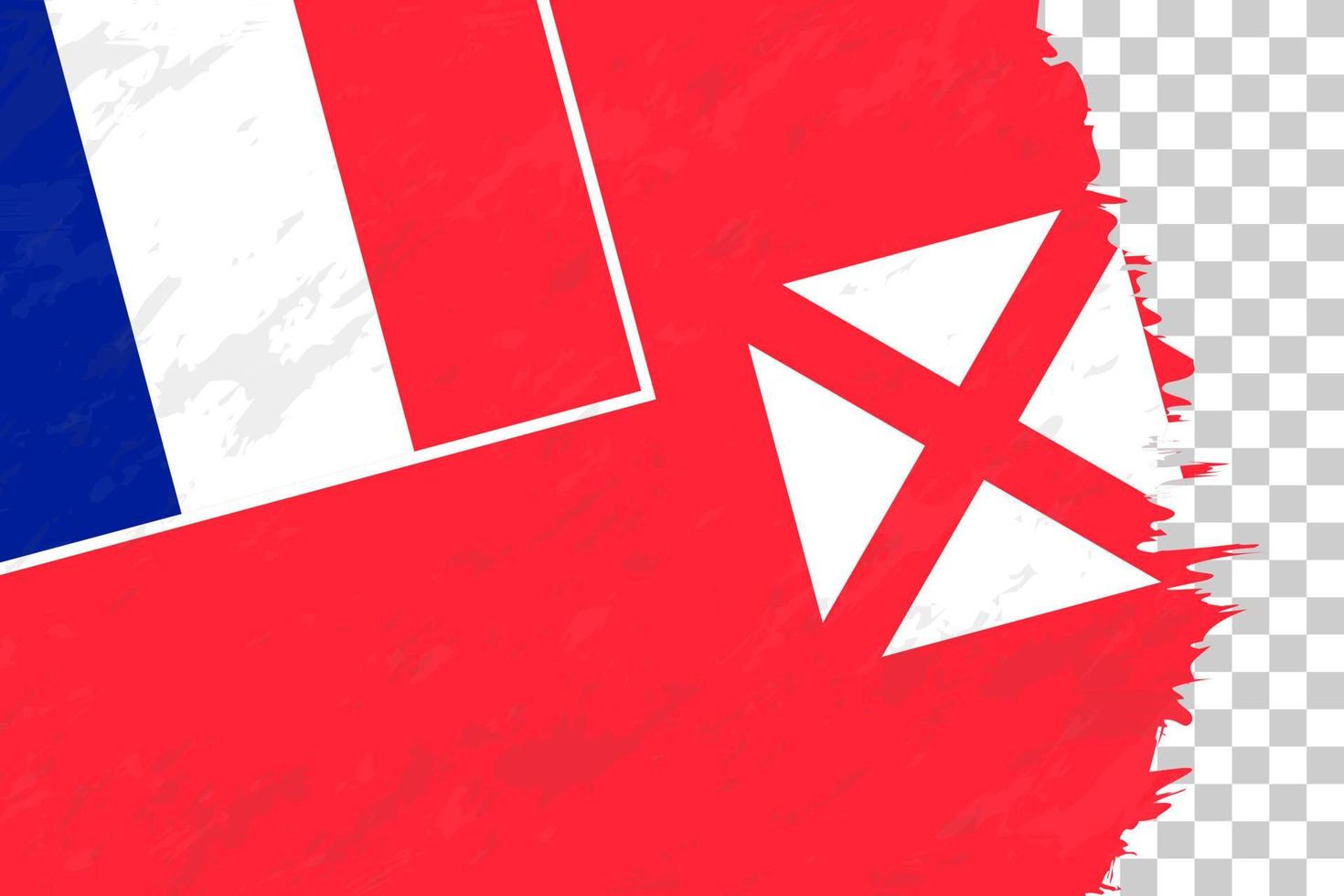 horizontale abstrakte grunge gebürstete flagge von wallis und futuna auf transparentem gitter. vektor