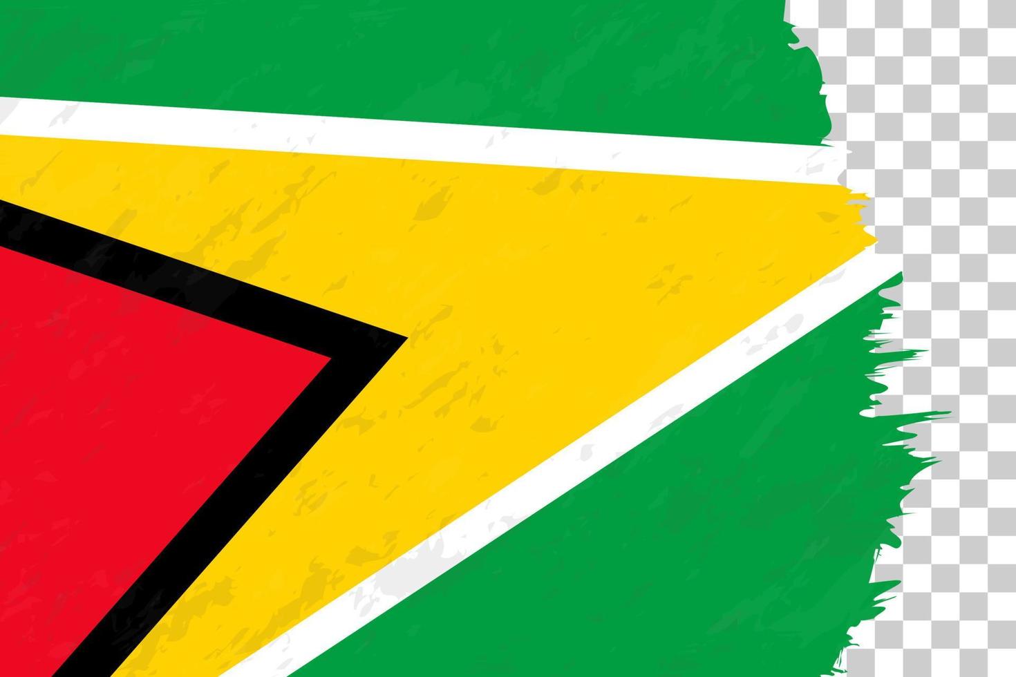 horisontell abstrakt grunge borstad flagga för guyana på transparent rutnät. vektor
