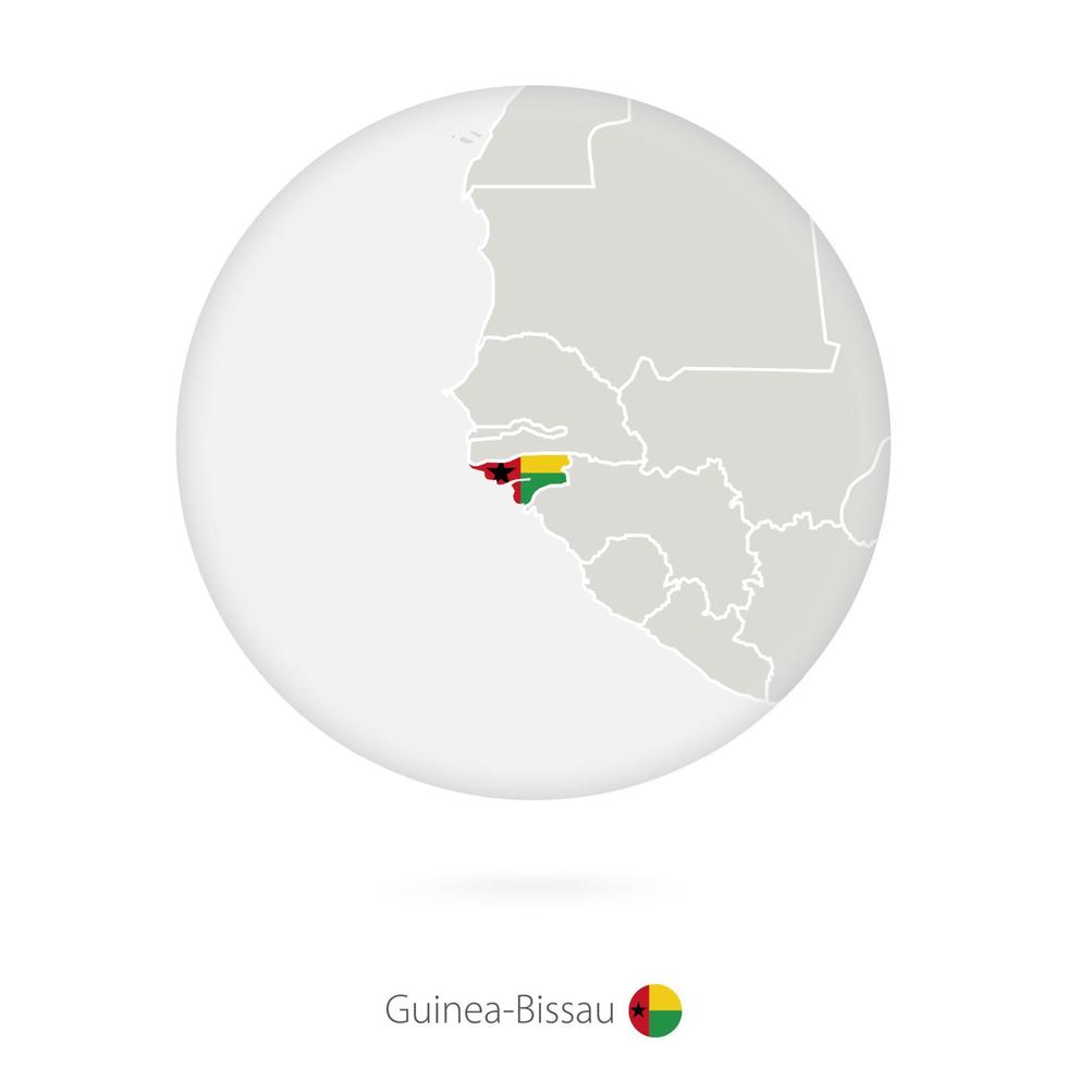Karte von Guinea-Bissau und Nationalflaggen im Kreis. vektor
