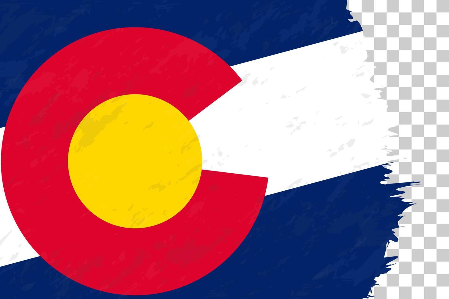 horizontale abstrakte grunge gebürstete flagge von colorado auf transparentem gitter. vektor