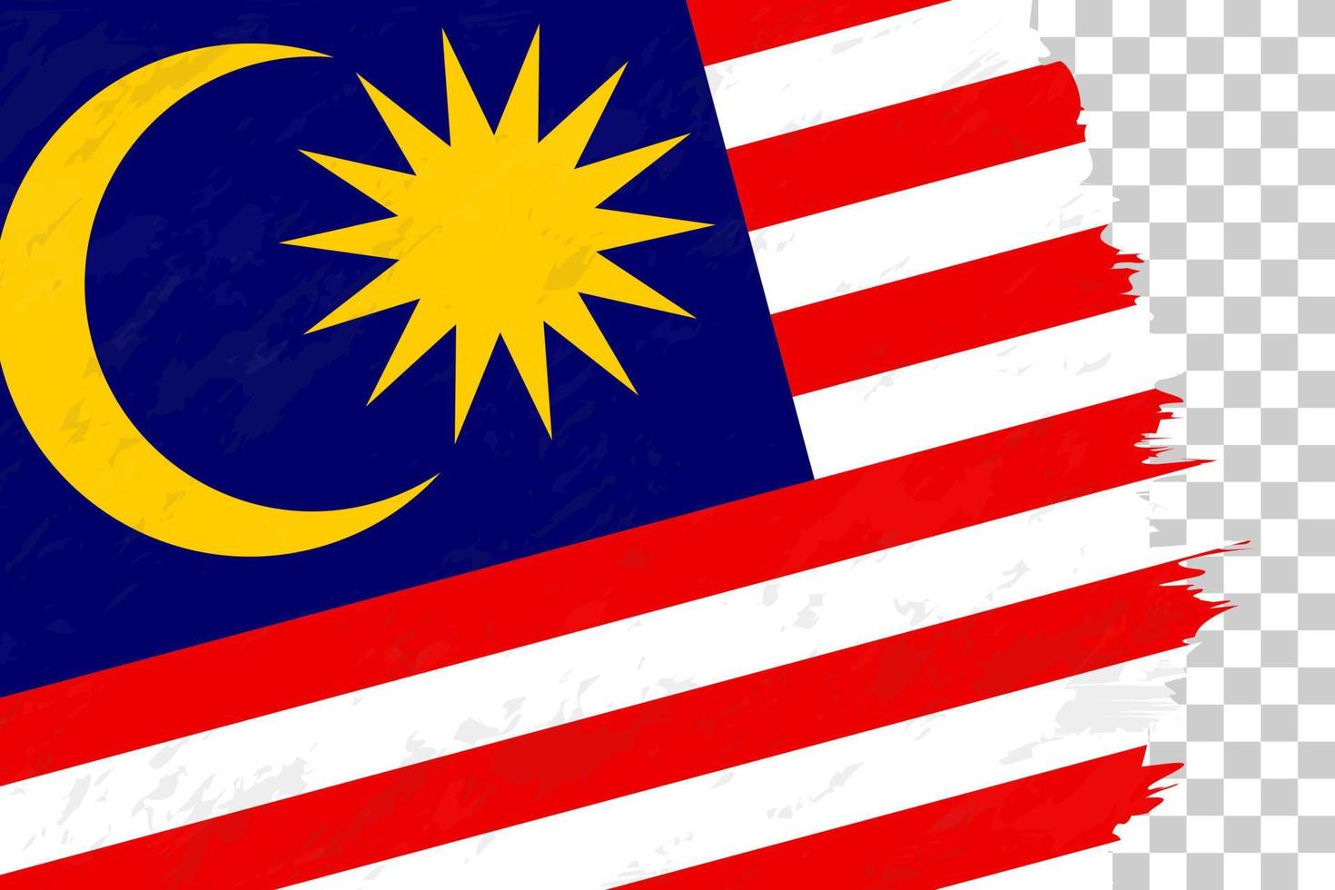 horizontale abstrakte grunge gebürstete flagge von malaysia auf transparentem gitter. vektor