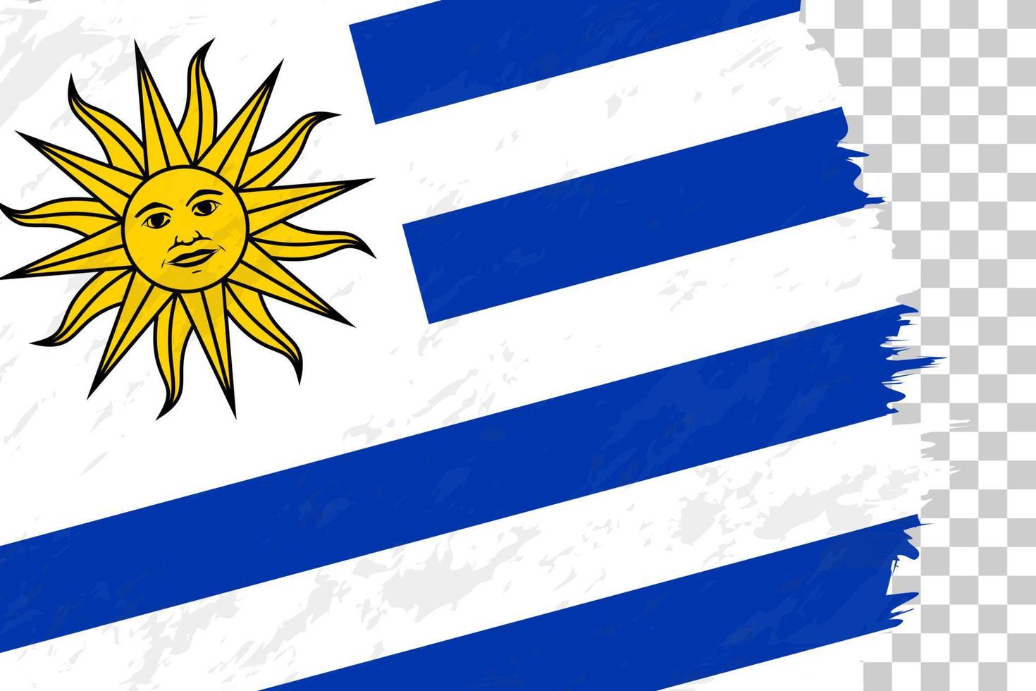 horizontale abstrakte grunge gebürstete flagge von uruguay auf transparentem gitter. vektor