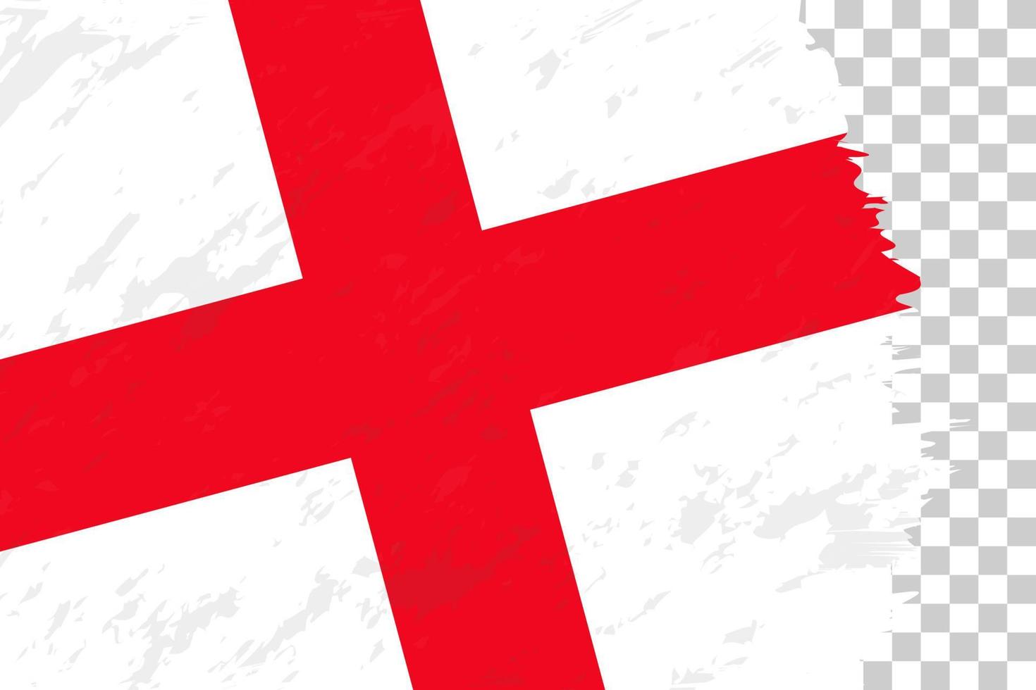 horizontale abstrakte Grunge gebürstete Flagge Englands auf transparentem Gitter. vektor