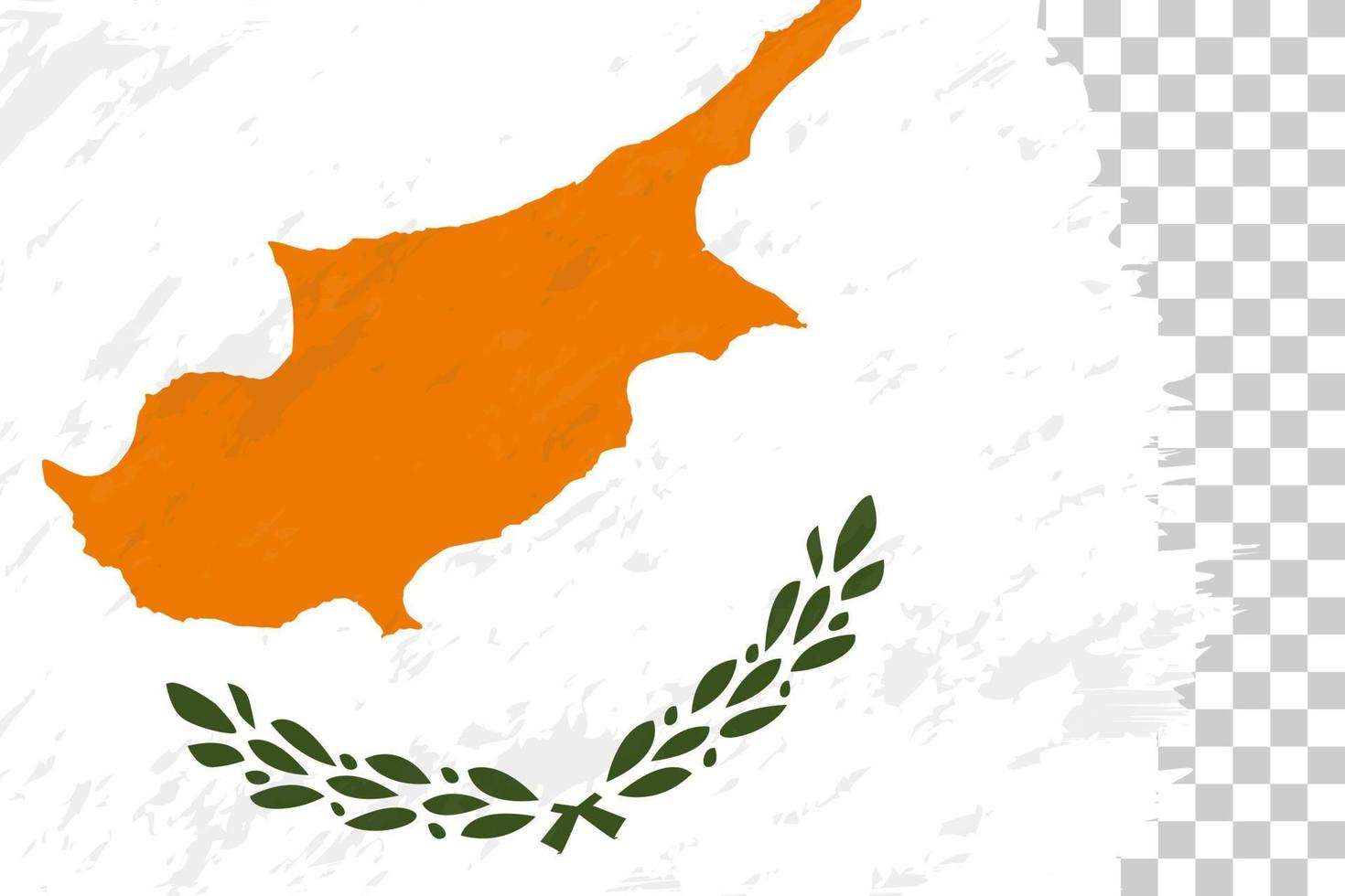 horisontella abstrakt grunge borstade flagga Cypern på transparent rutnät. vektor