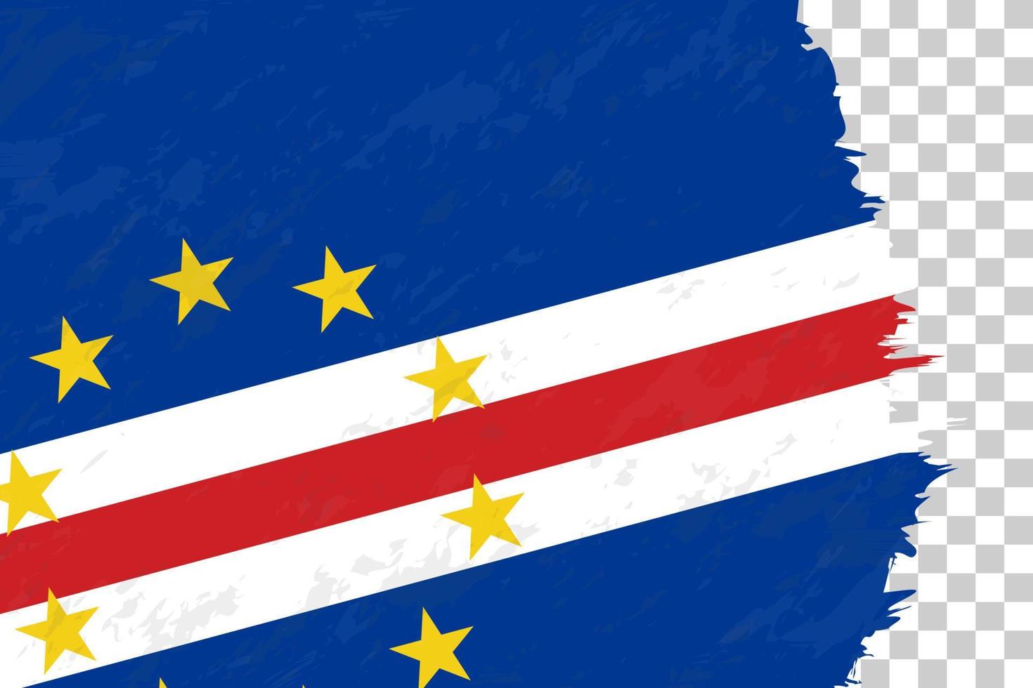 horisontell abstrakt grunge borstad flagga Kap Verde på transparent rutnät. vektor