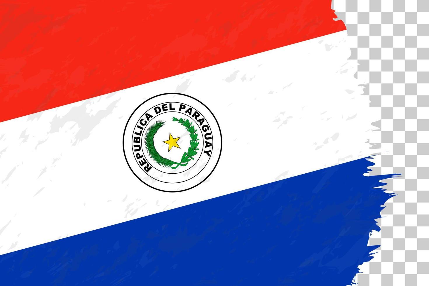 horizontale abstrakte Grunge gebürstete Flagge Paraguays auf transparentem Gitter. vektor