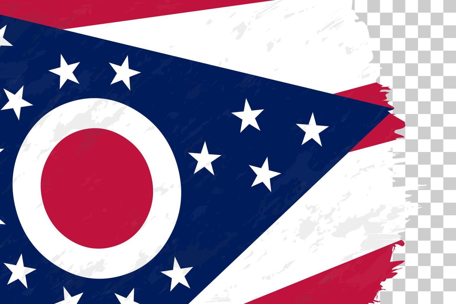 horizontale abstrakte grunge gebürstete flagge von ohio auf transparentem gitter. vektor