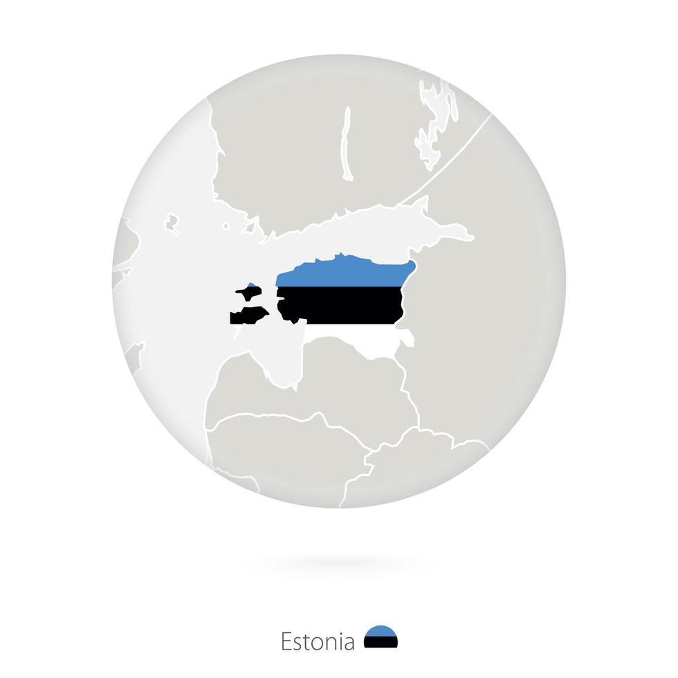 karta över Estland och nationalflaggan i en cirkel. vektor