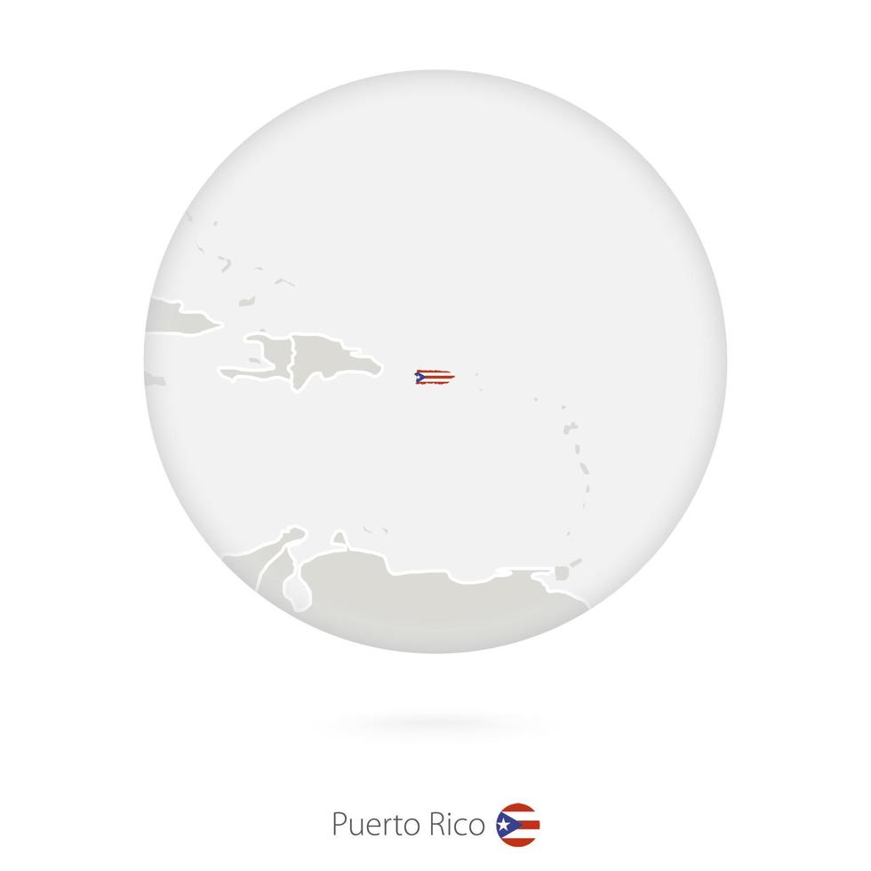 karta över puerto rico och den nationella flaggan i en cirkel. vektor