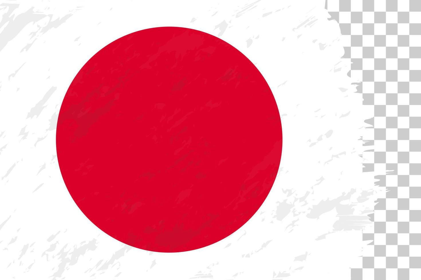 horisontell abstrakt grunge borstad flagga Japan på transparent rutnät. vektor