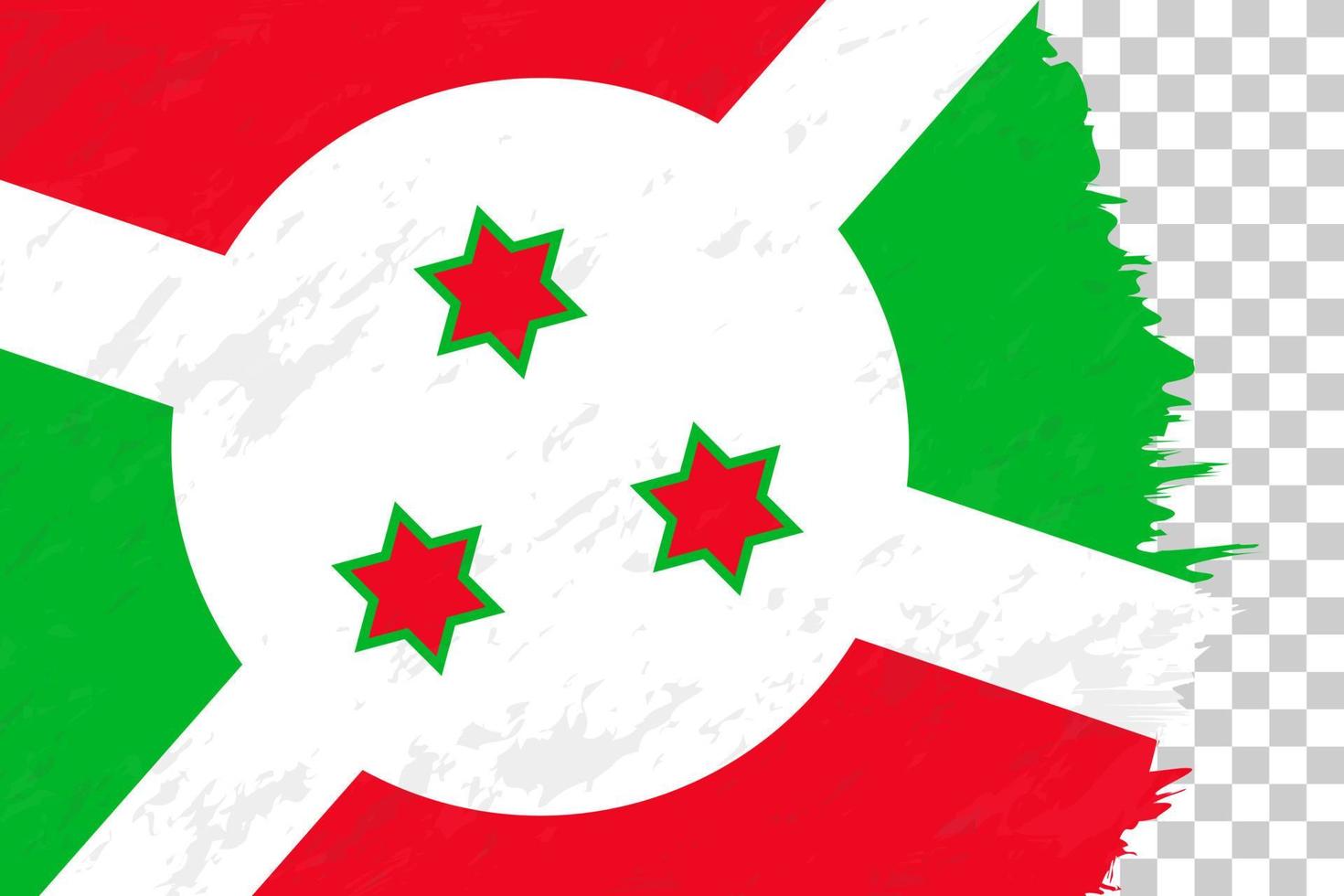 horizontale abstrakte grunge gebürstete flagge von burundi auf transparentem gitter. vektor