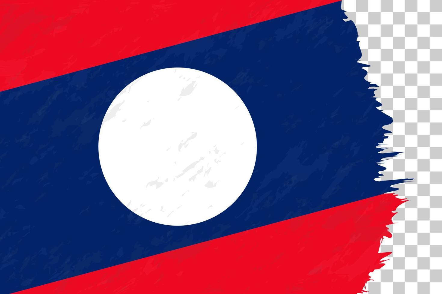 horisontell abstrakt grunge borstad flagga av laos på transparent rutnät. vektor
