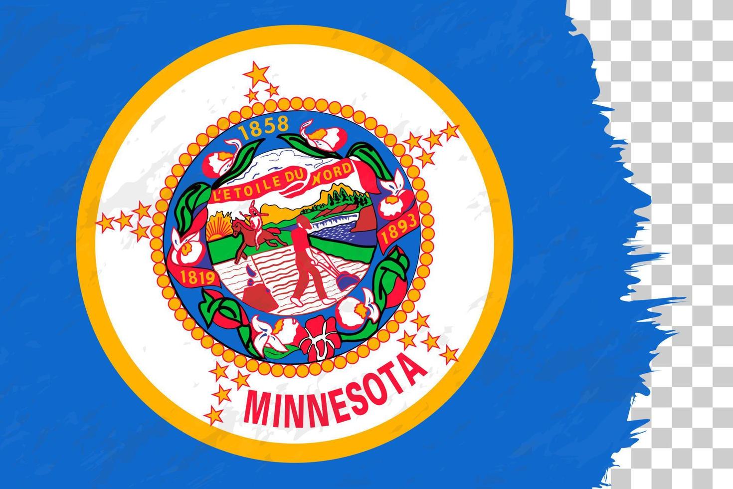 horizontale abstrakte grunge gebürstete flagge von minnesota auf transparentem gitter. vektor