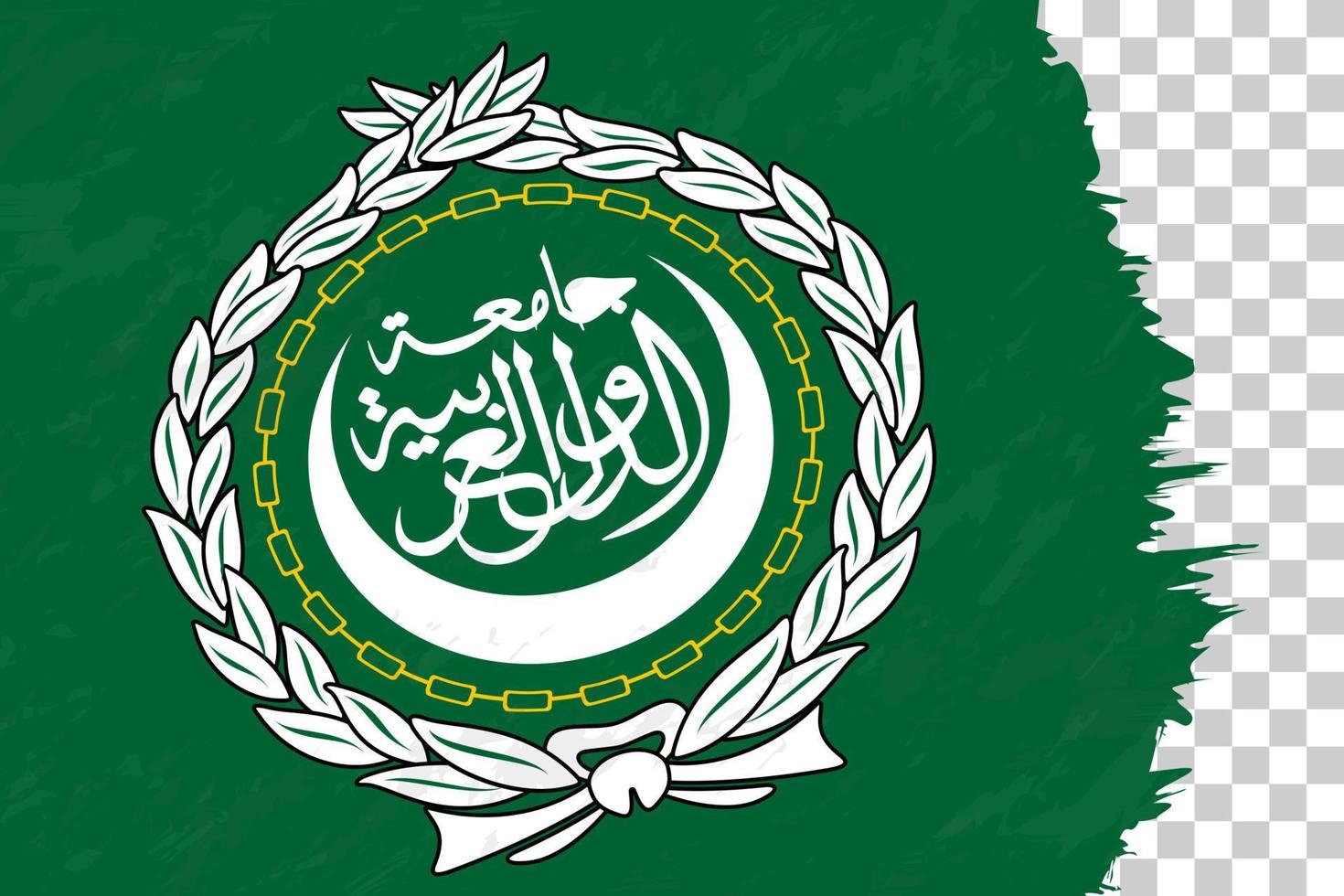 horizontale abstrakte grunge gebürstete flagge der arabischen liga auf transparentem gitter. vektor