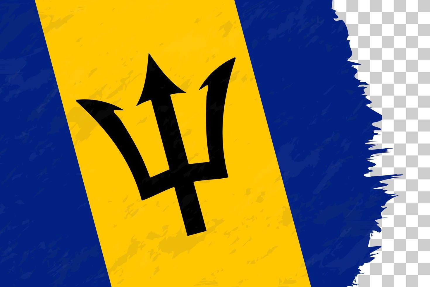 horizontale abstrakte Grunge gebürstete Flagge von Barbados auf transparentem Gitter. vektor