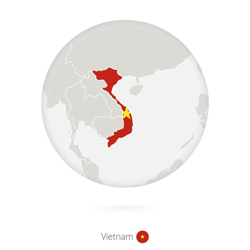 Karte von Vietnam und Nationalflaggen im Kreis. vektor