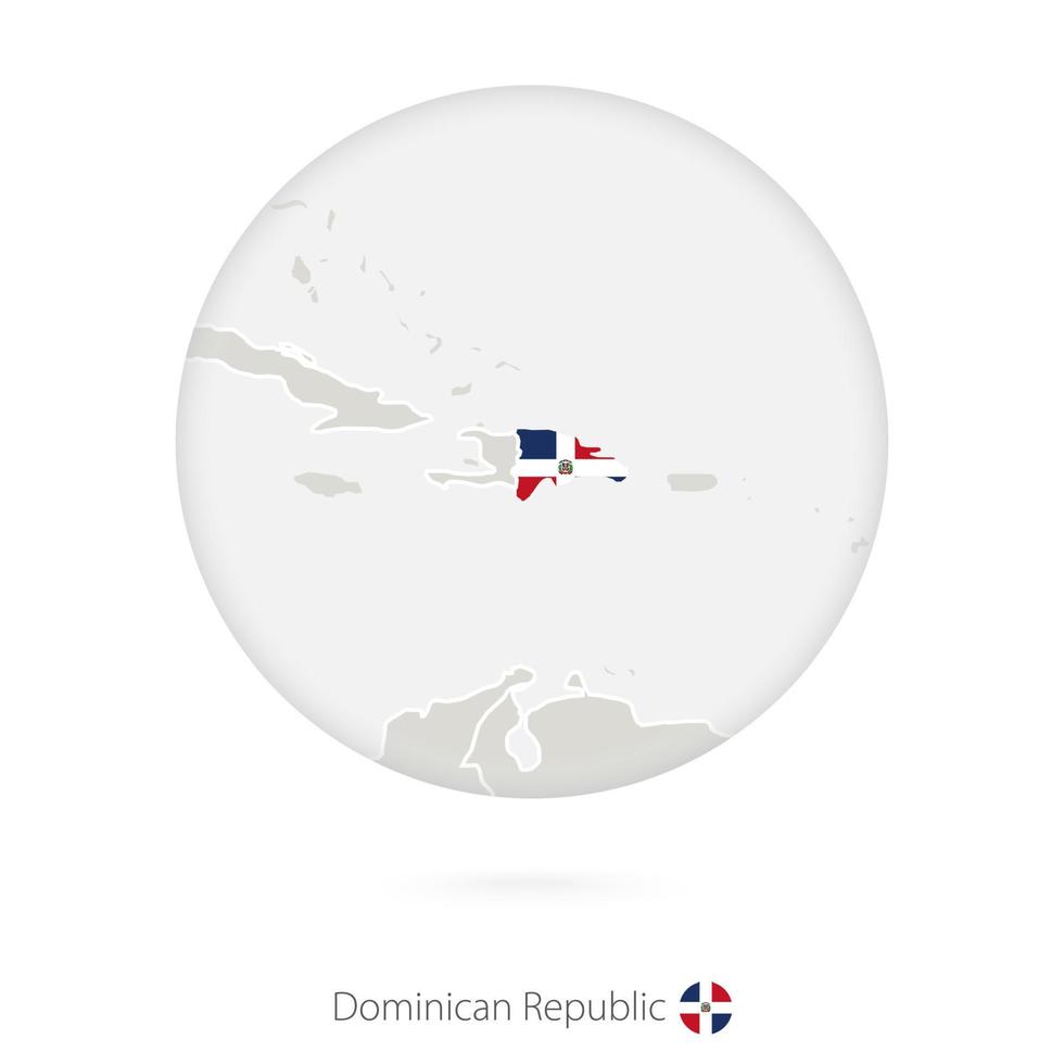 karta över den dominikanska republiken och den nationella flaggan i en cirkel. vektor