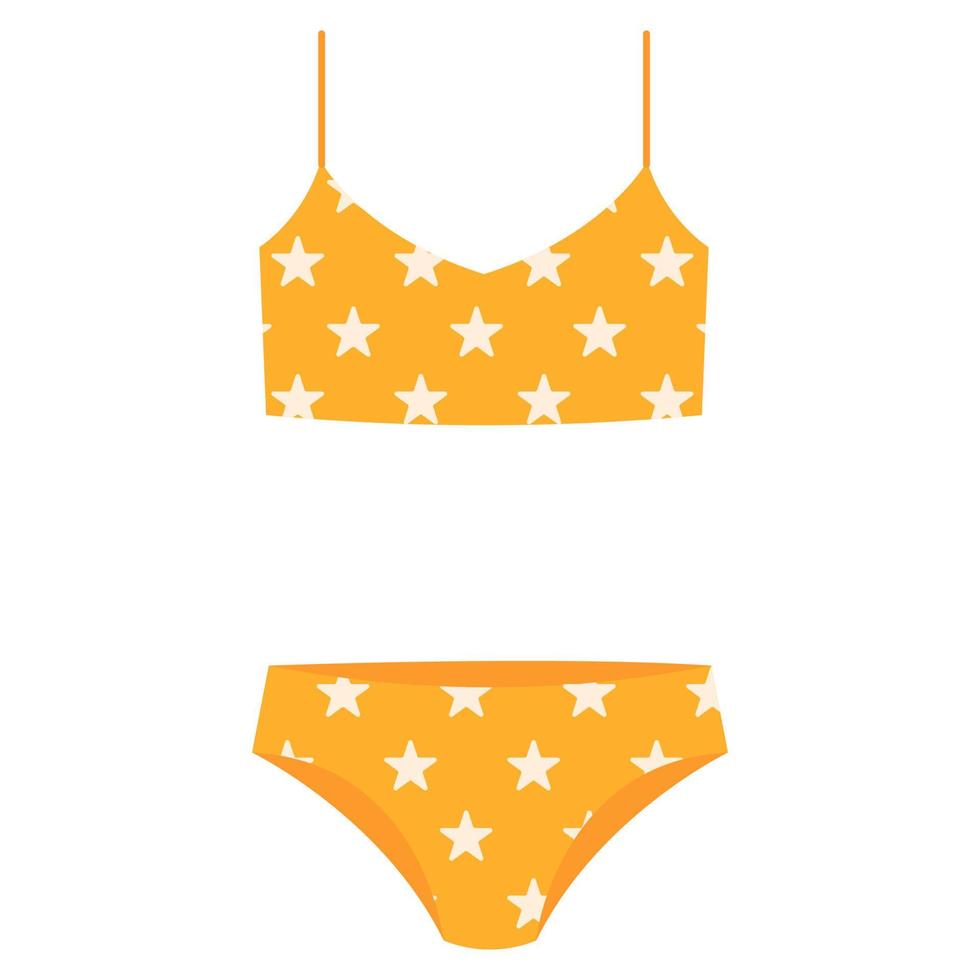 gelbe weibliche badebekleidung. Damenmode-Bikini. Vektor-Illustration isoliert auf weißem Hintergrund. vektor