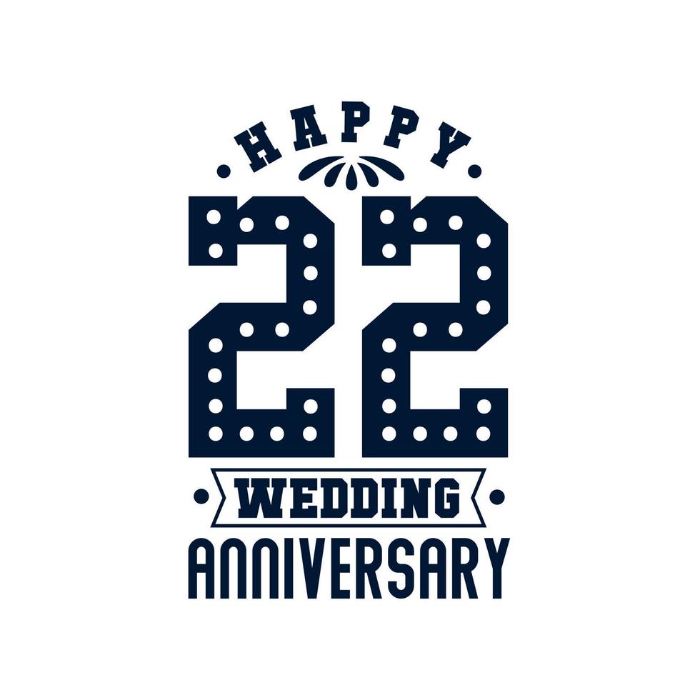 22 års firande, grattis på 23:e bröllopsdagen vektor