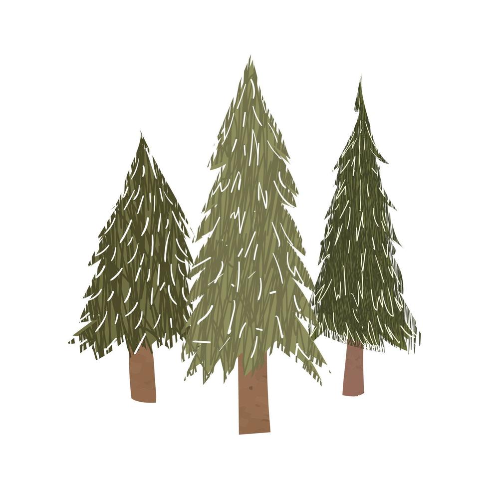 Vektor bunte Illustration von Weihnachtsbäumen Wald isoliert auf weißem Hintergrund
