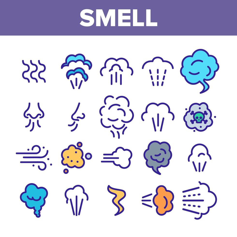 lukt moln samling element ikoner set vektor
