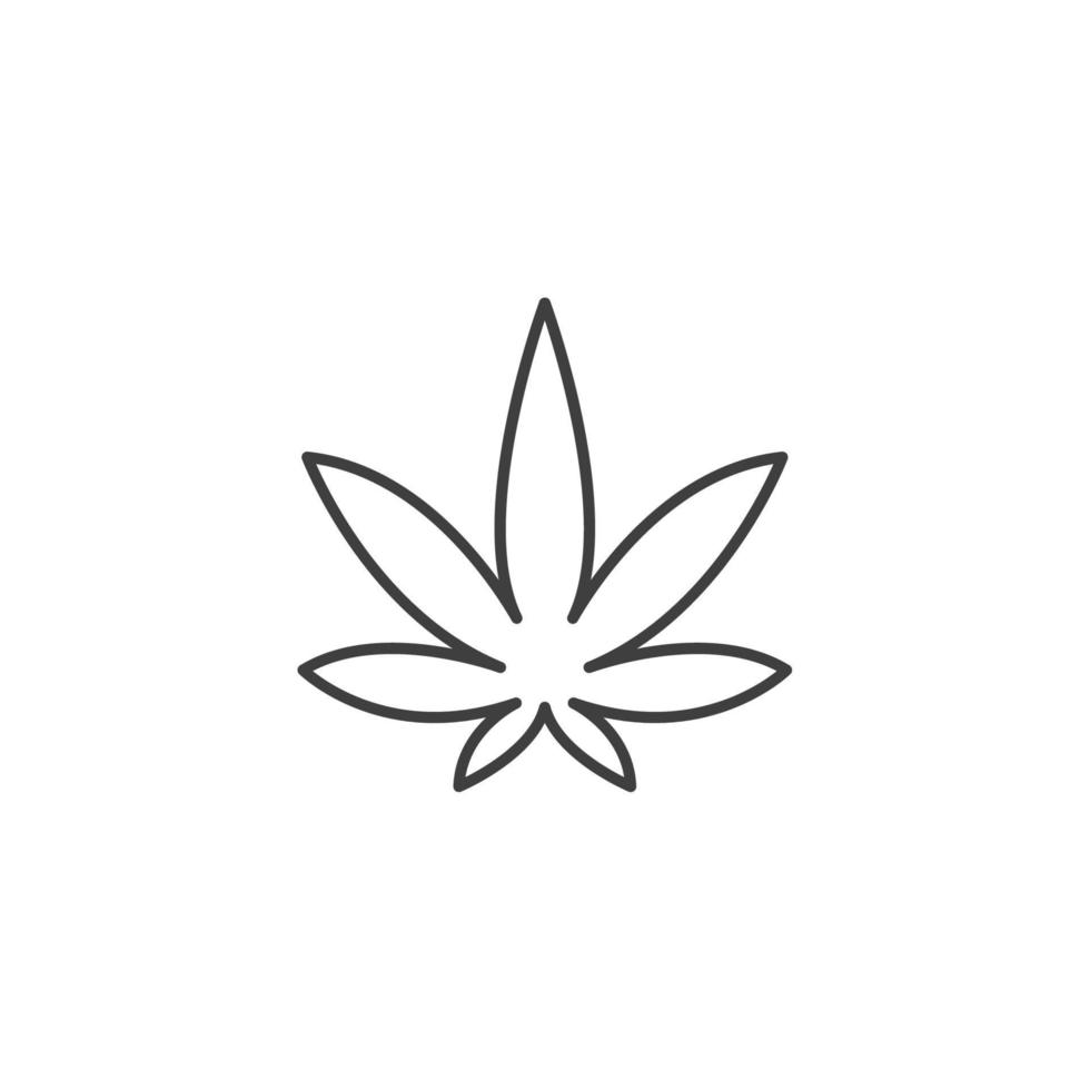 Das Vektorzeichen des Cannabis-Marihuana-Blattsymbols ist auf einem weißen Hintergrund isoliert. Cannabis-Marihuana-Blatt-Symbolfarbe editierbar. vektor