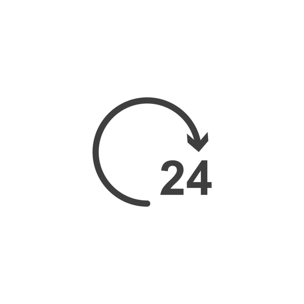 Vektorzeichen des 24-Stunden-Symbols ist auf einem weißen Hintergrund isoliert. 24 Stunden Symbolfarbe editierbar. vektor