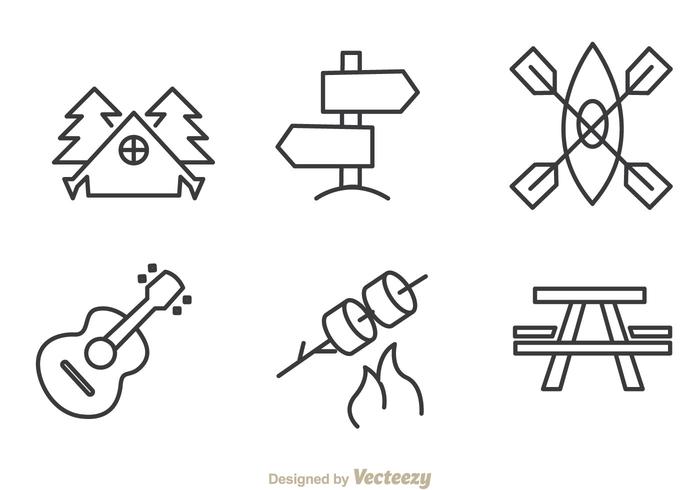 Camping und Abenteuer Outline Icons vektor