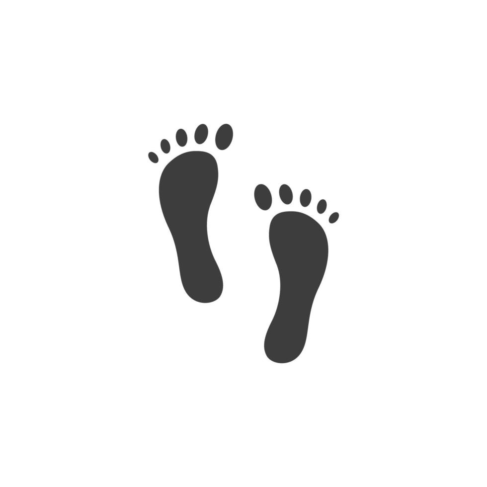 Das Vektorzeichen des Fußabdrucksymbols ist auf einem weißen Hintergrund isoliert. Fußabdruck-Symbolfarbe editierbar. vektor