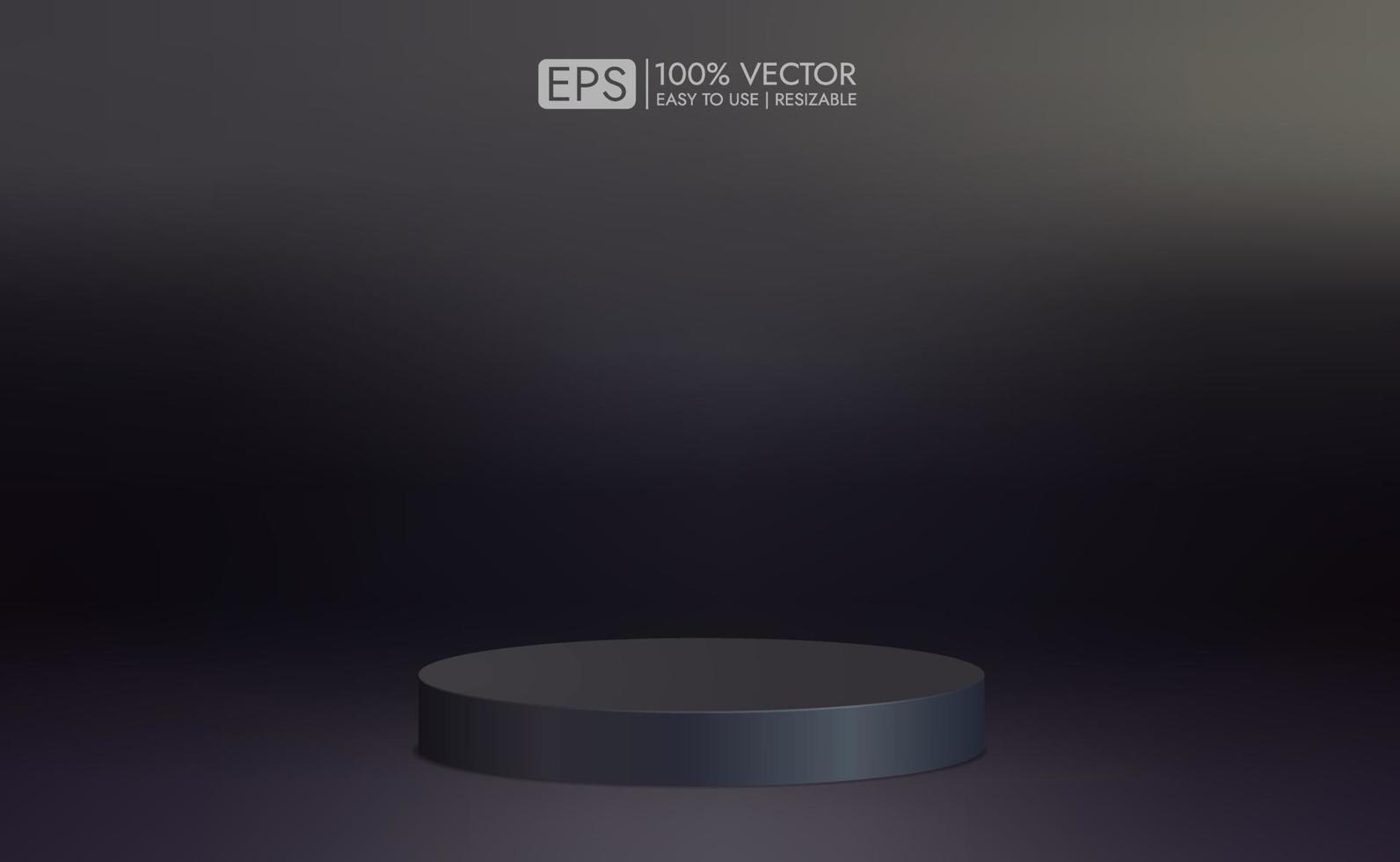 realistisches schwarzes podium für minimale szenenproduktanzeige. Vektordarstellung auf dunklem Hintergrund. minimale studioraumszene vektor