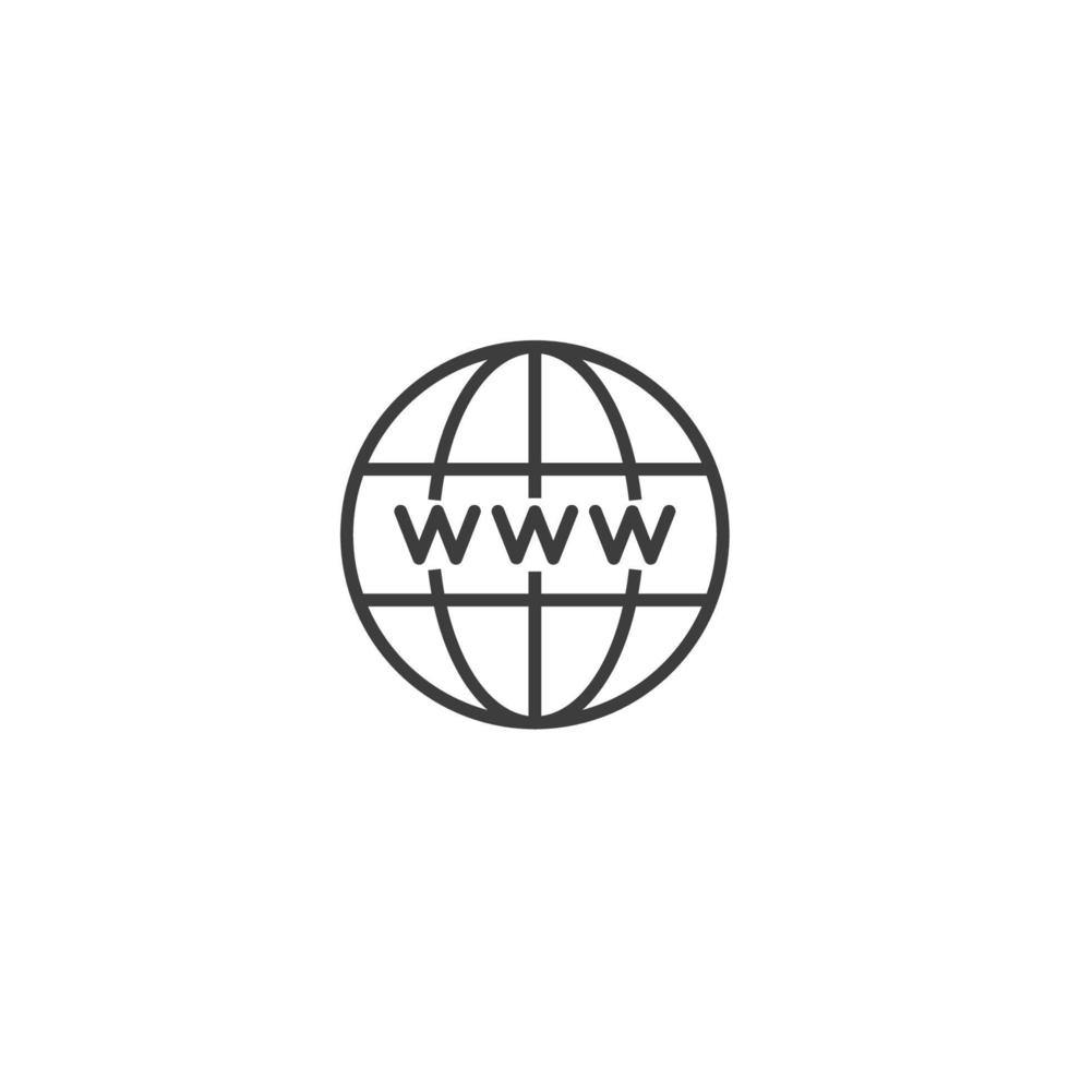 Vektorzeichen des Webinternet- und -kugelsymbols wird auf einem weißen Hintergrund lokalisiert. Web-Internet und Globus-Symbolfarbe editierbar. vektor
