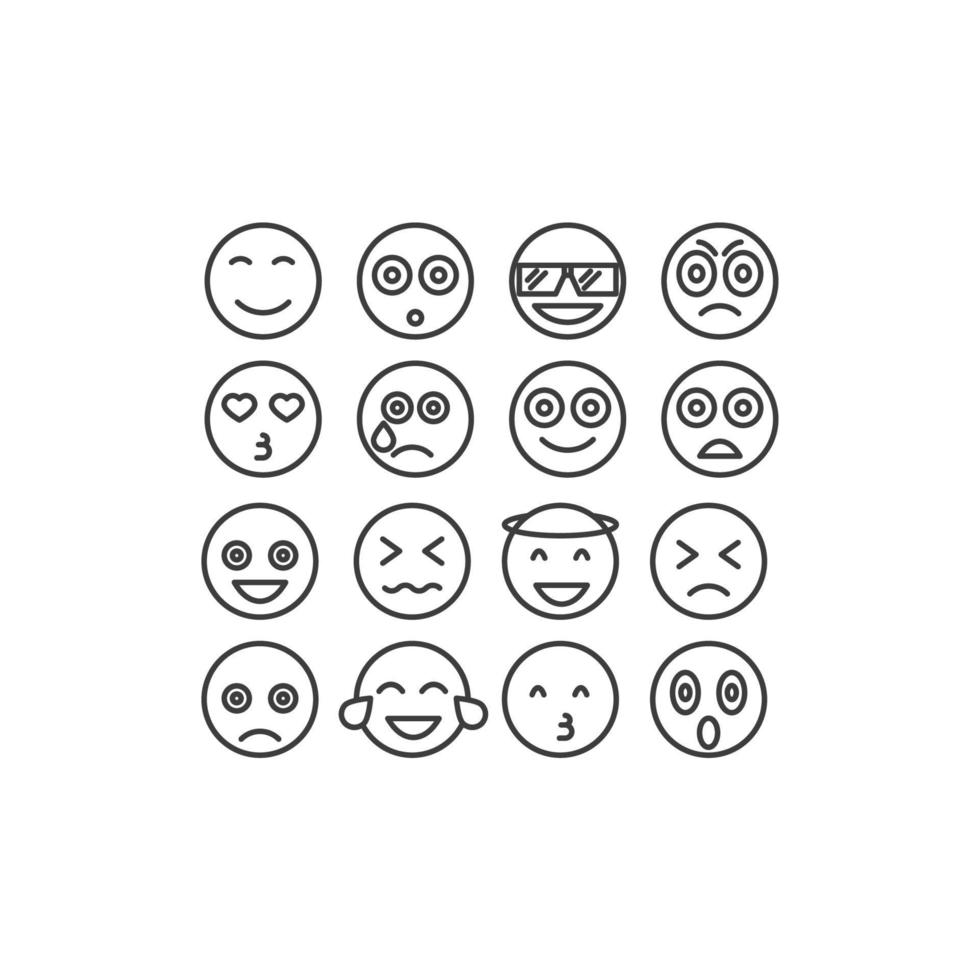 Das Vektorzeichen des Emoticon-Gesichtssymbols ist auf einem weißen Hintergrund isoliert. Farbe des Emoticon-Gesichtssymbols editierbar. vektor