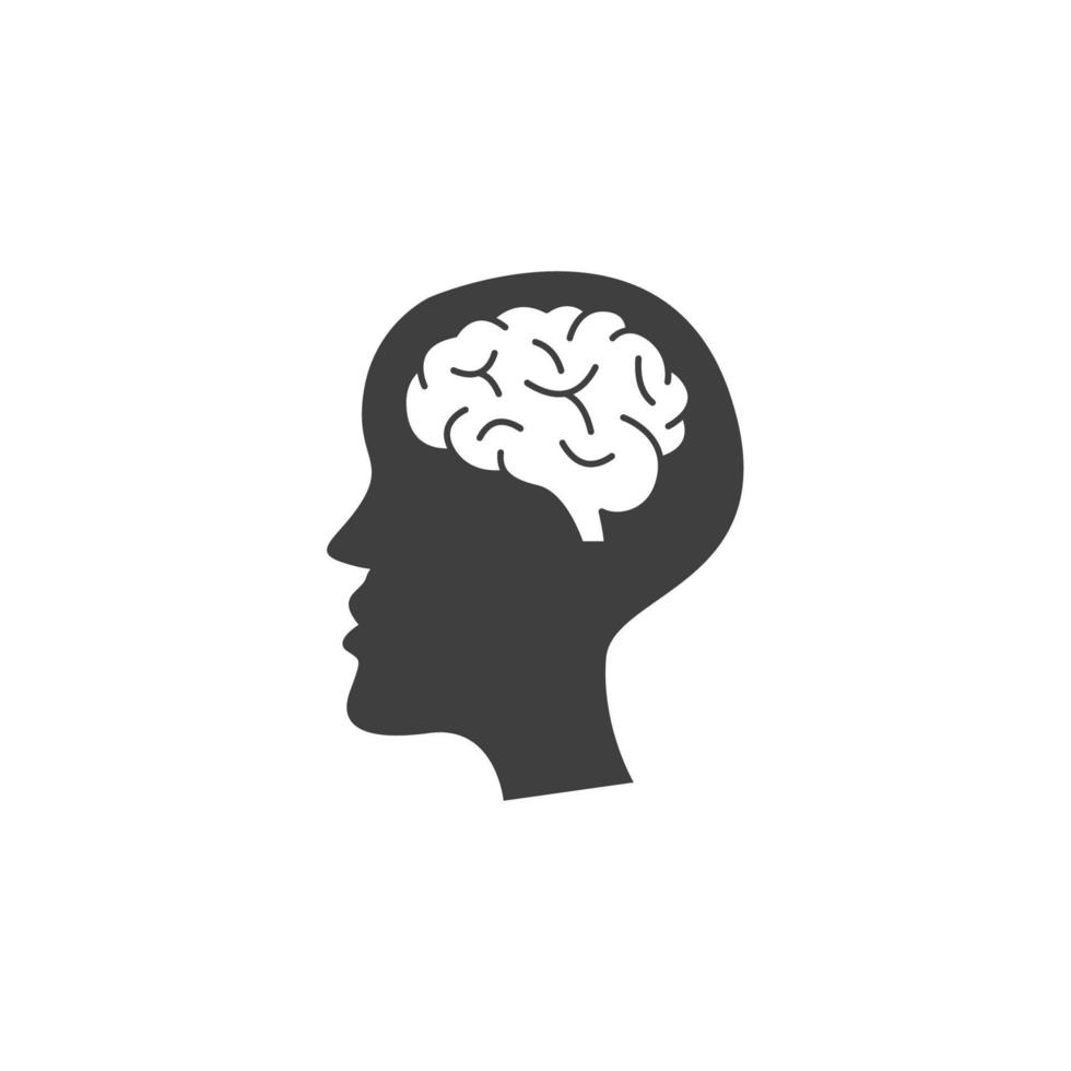 Das Vektorzeichen des Gehirnsymbols ist auf einem weißen Hintergrund isoliert. Farbe des Gehirnsymbols editierbar. vektor