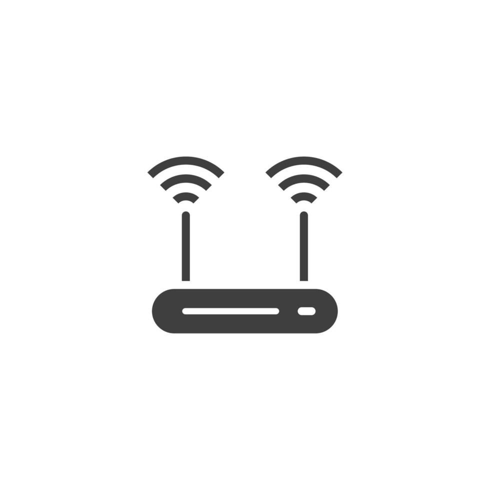 Vektorzeichen des Routersymbols ist auf einem weißen Hintergrund isoliert. Farbe des Router-Symbols editierbar. vektor