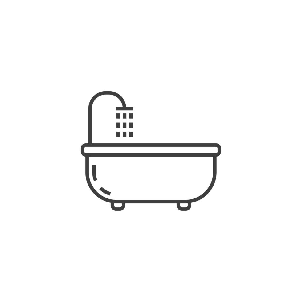Das Vektorzeichen des Badewannensymbols ist auf einem weißen Hintergrund isoliert. Farbe des Badewannensymbols editierbar. vektor